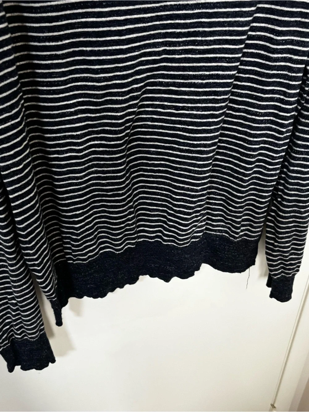 J. Crew Mens dark blue & White Stripe Crewneck Sweater 100% cotton XL
